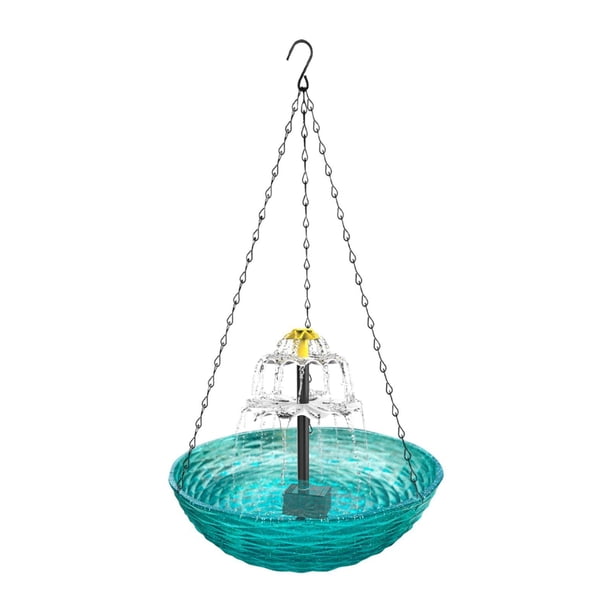 Baño solar para pájaros al aire libre, cuenco para pájaros, decoración de patio, 925 x 925 x 1969 pulgadas Azul