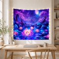 thumbnail image 5 of Luminous Lotus Moon Pagoda with Starry Sky, Dreamy Fantasy for Space Lovers, Mystical Celestial Wall Art, Halloween Gift Tapestry Wall Hanging for Bedroom and Living Room, 5 of 7