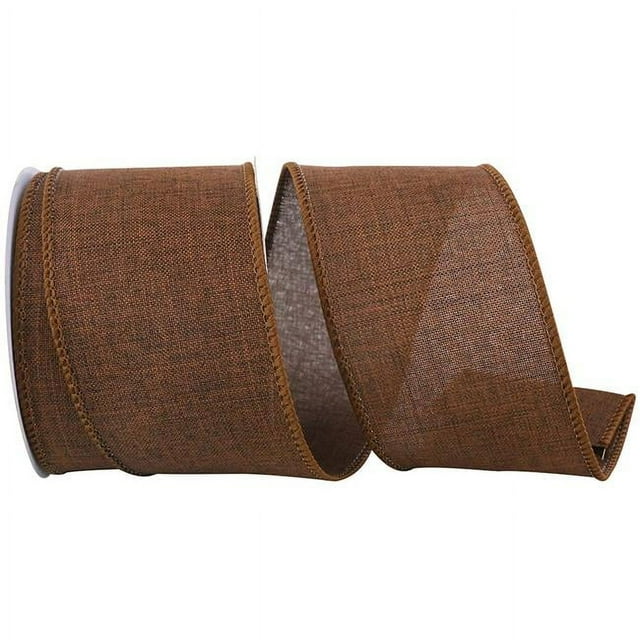 Reliant Ribbon 92573W-705-40F Ruban à Bordure Câblée 2,5 Po. Valeur Quotidienne en Lin, Marron Chocolat - 10 Yards