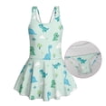 thumbnail image 5 of Xixirimido Cartoon Dinosaurs Print Girls Swimsuits One Piece Sleeveless Swimwear with Skirt Modest Bathing Suit with Built-in Shorts Beach Vacation Swim Dress, 3-4 Years, 5 of 7