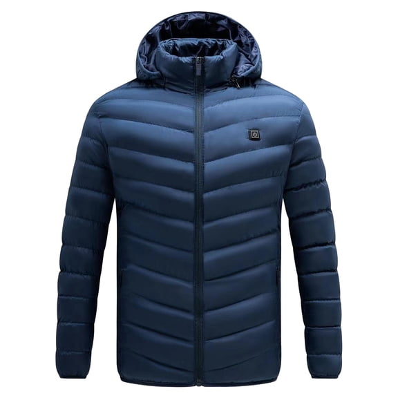 Vedolay Men's Coat Solid Jacket Outdoor Hooded Windproof Loose Winter Coats Blue,L