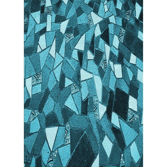 Ahgly Company Indoor Rectangle Patterned Bright Turquoise Blue Area Rugs, 2' x 3'