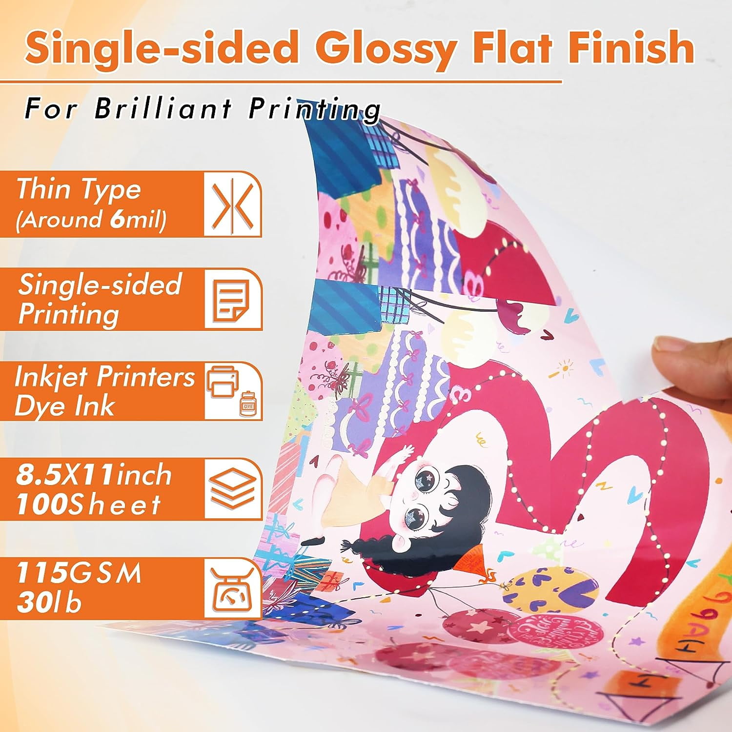Glossy Inkjet or Laser Paper 8.5 x 11 100 sheets 8500JG