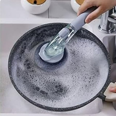 

Niaviben 2 Packs - Cleaning Brush Fiakup Long Handle Pot Brush Kitchen Cleaning Brush | Long Handle Pot Brush With Refillable 3 PET Brush For Pots Pans