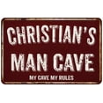 thumbnail image 1 of CHRISTIAN'S Man Cave Sign Garage Mancave Decor Accessories Signs Vintage Retro Rustic Tin Wall Art Name Home Beer Dads Gift 8 x 12 Matte Finish Metal 108120003487, 1 of 1