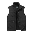 thumbnail image 3 of FRSASU Men's Travel Cargo Vest Multi Pockets Full Zip Up Sleeveless Golf Safari Hiking Jackets Vest Black, 3 of 7