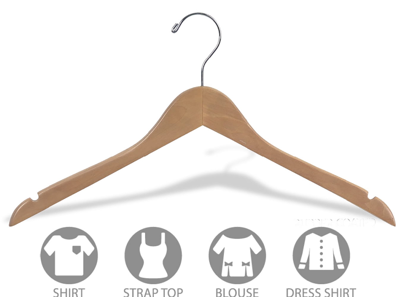 INTERNATIONAL HANGER Rubber Coated Natural Wood Top Hanger, 100 Pack