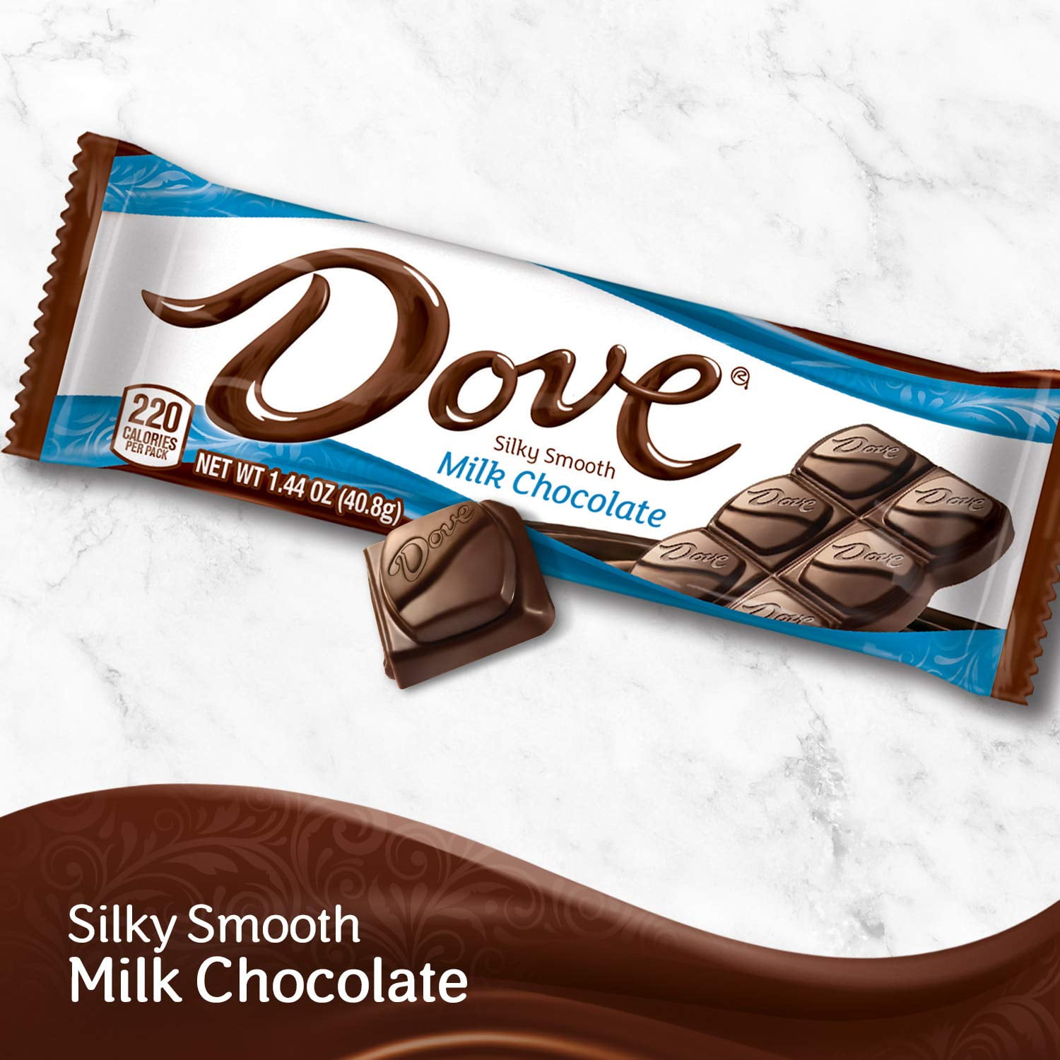 DOVE Milk Chocolate Singles Size Candy Bar 1.44-Ounce Bar 18-Count Box