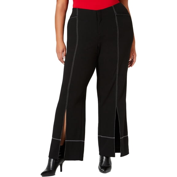 INC Womens Plus Contrast Stitch Wide Leg Pants