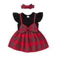 thumbnail image 1 of EDFBUYKRS Robe Mignonne pour Enfants de Petite et Moyenne Taille, Style Noir, Col Rond, Manches Volantes, Robe Décontractée Adaptée aux Enfants de 0 à 3 Ans, 1 of 4
