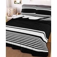 thumbnail image 3 of Quilts Queen Size Bedding Set, Farmhouse Black Lightweight Quilted Comforter, Farmhouse Black Line Striped Soft Reversible Bedspread Coverlet with Pillow Covers for All Season, 90" x 96", 3 of 7