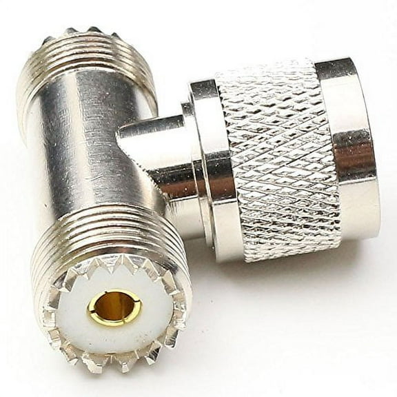 UHF Male to UHF Female Tee Connectors, ANHAN PL259 Tee Coaxial Cable Adapters SO239 Splitter for Ham Radio CB Antenna 1Pack