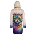 thumbnail image 2 of Hippie Scottish Fold Portrait oil painting Watercolor Tie-dye Vintage All Over Print 3D Hooded Duffle Toggle Coat Cat Lover Kitten Owner Gifts - 00015, 2 of 6