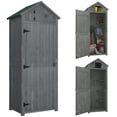 thumbnail image 1 of Remise de Jardin Grise - Armoire à Outils Extérieure de 30 Pouces x 21 Pouces de Hauteur avec 3 Tablettes / Rangement de Cour Résistant aux Intempéries pour Patio et Jardin, 1 of 7