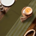 thumbnail image 3 of Olive Green Striped Table Runner 108 Inches, Vintage Stripes Ombre Bed Runner Dresser Scarves Tabletop for Indoor Outdoor Parties/Ceremony/Banquet, 13"x 108", 3 of 9