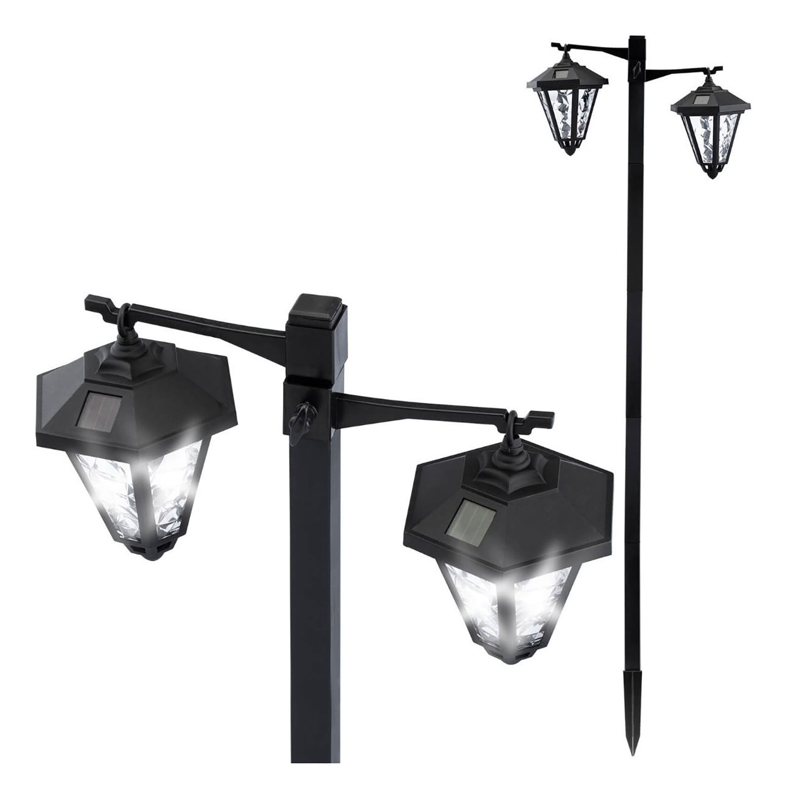 allowith Double Head Solar Lamp Post Light Street Light for Outdoor Landscape Pathway Driveway Street Garden Yard for Patio