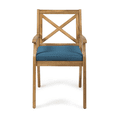 thumbnail image 6 of Tcbosik Outdoor Wood Dining Chairs Set of 2, Armchair with Cushion for Patio, Deck, Yard, Balcony, Backyard, Easy Assembly, Blue & Teak, 6 of 11