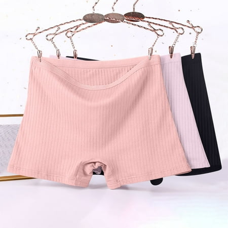 YUTK High Waisted Thong Underwear Clearance Sale 3Pc Women s Plus Size Xl-6Xl Solid Color Patchwork High Waist Leak Proof Short Underwear Shorts Hot Pink 4Xl