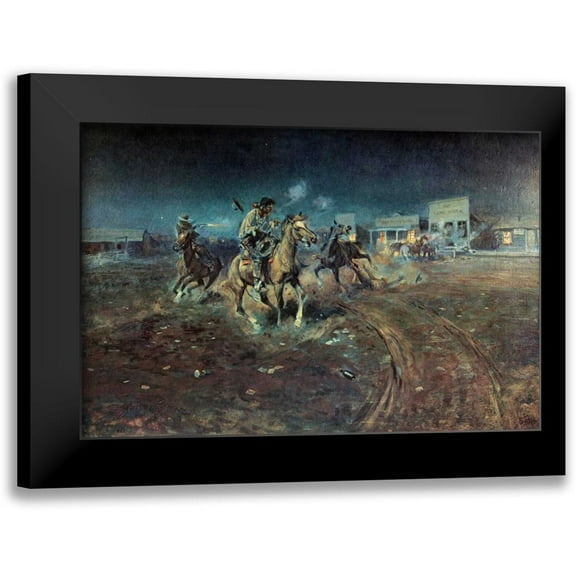 Russell, Charles M. 14x11 Black Modern Framed Museum Art Print Titled - When Guns Speak