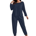 thumbnail image 2 of Nugftut Womens Plus Size Pajama Sets Long Sleeve Chest Pocket Top and Jogger Pants 2 Piece Loungewear, 2 of 6