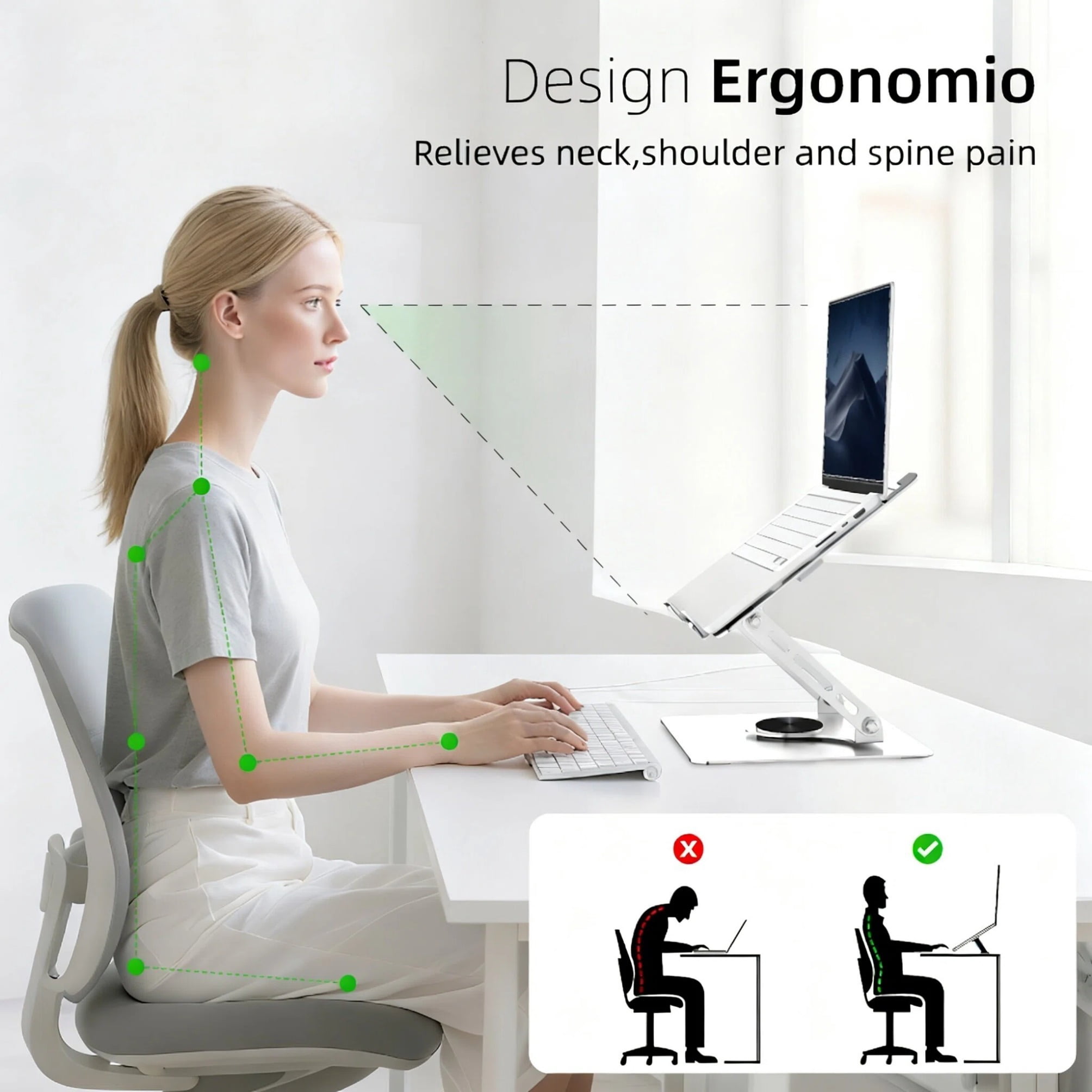 Beloadence Laptop Stand for Desk, Computer Stand with 360 Rotating Base, Fits 10-15.6"