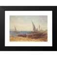 thumbnail image 2 of Félix Ziem 14x11 Black Modern Framed Museum Art Print Titled - Fishermen and Boats at Water's&nbsp;Edge (19th&nbsp;Century), 2 of 5