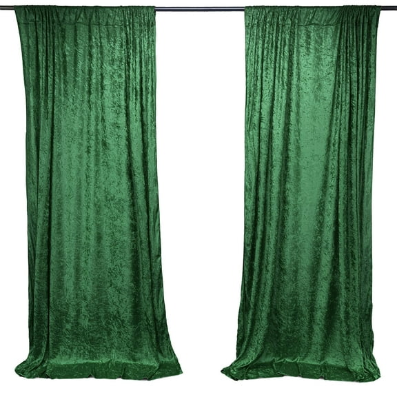 AK TRADING CO. 10 feet x 10 feet Lush Velvet Backdrop Drapes Curtains Panels with Rod Pockets - Wedding Ceremony Party Home Window Decorations - Hunter Green