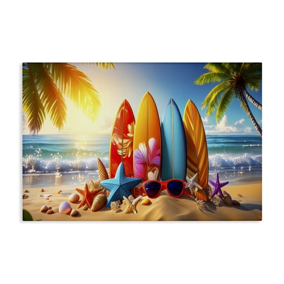 Stupell Industries Tropical Surf & Turf Nautical & Beach Painting Wrapped Canvas Art Print Wall Art, 24 x 16