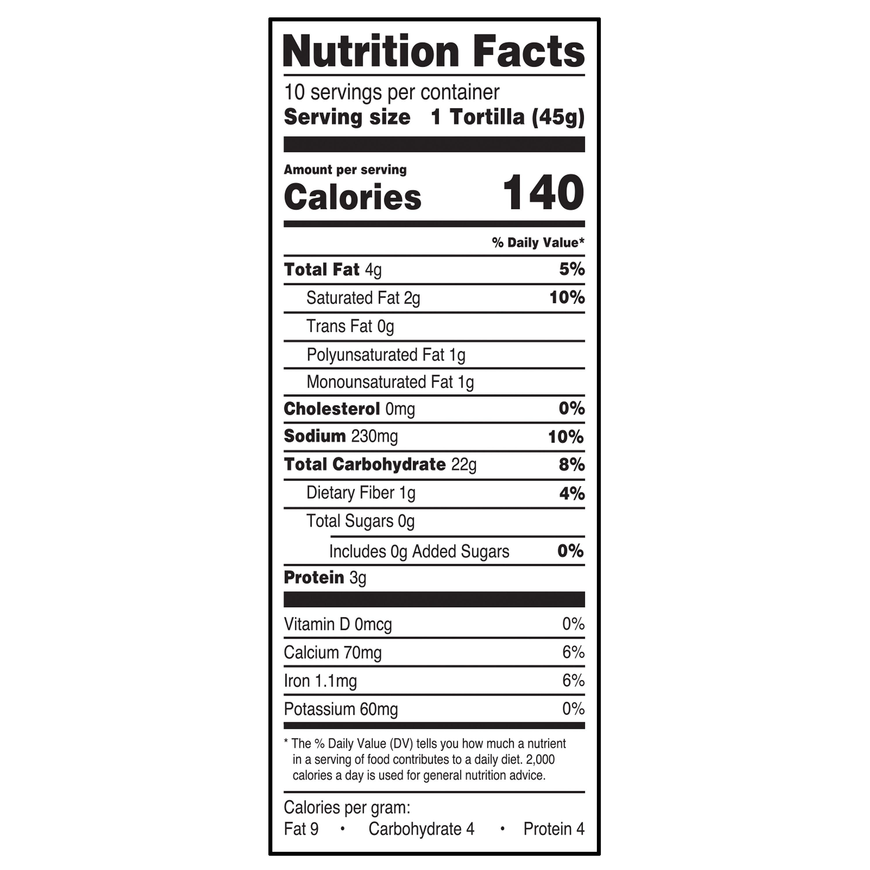 Great Value Medium Soft Taco Flour Tortillas, 16 oz, 10 Count