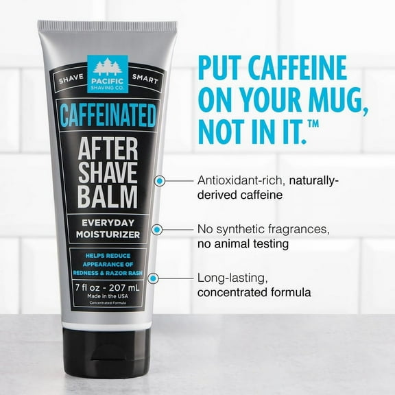 Pacific Shaving Company Caffeinated Aftershave Balm and Moisturizer, Spearmint Scent, 7 fl oz
