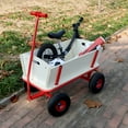 thumbnail image 4 of Lisonu Classic Wooden Wagon with Red Metal Frame, All-Terrain Pull Cart for Toys & Picnics, 260lbs Capacity, Heavy Duty Outdoor Hauler, 4 of 24