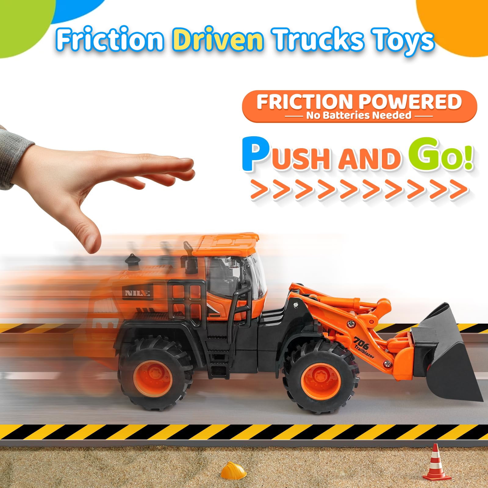 Dimoarch Construction Trucks Toys for Boys 3 4 5 6 Years Old, Kids Friction Powered Trucks Vehicles Sandbox Beach Excavator Toys for Boys, Birthday Gift for Toddlers