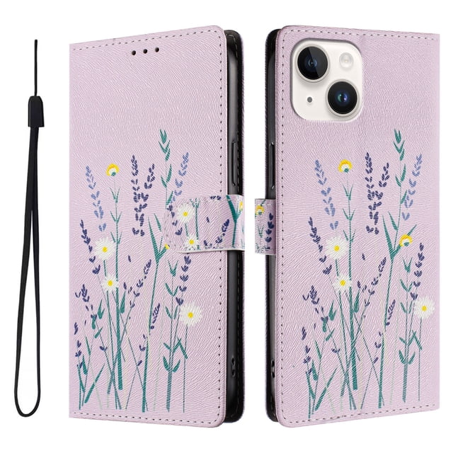 FOXDOCK Funda Tipo Cartera para iPhone 15 Plus con Soporte y Correa – Diseño de Patrones Lindos