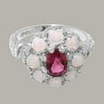 thumbnail image 5 of LBG British Made Solid 14k White Gold Natural Pink Tourmaline & Opal Womens Anniversary Ring - 33 size options - Size 12, 5 of 8