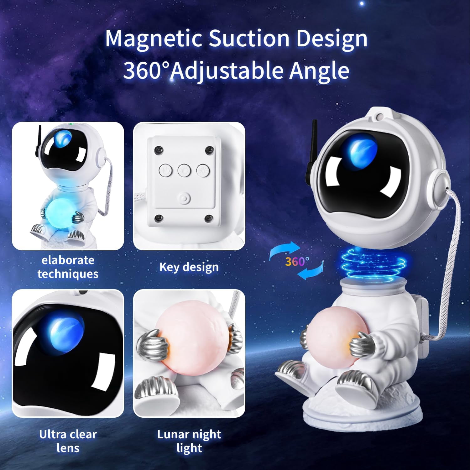 Astronaut Star Projector Galaxy Night Light, Space Projector, 2024 Upgrade Starry Nebula Ceiling Projection Lamp Remote Control for Party Wedding Garden Indoor Décor Gifts for Kids Adults Standing