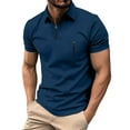 thumbnail image 2 of ZunFeo Mens Short Sleeve Quarter Zip Polo Shirt Moisture Wicking Performance Slim Fit Business Casual Golf Tops with Pocket Navy,Size 2XL, 2 of 8