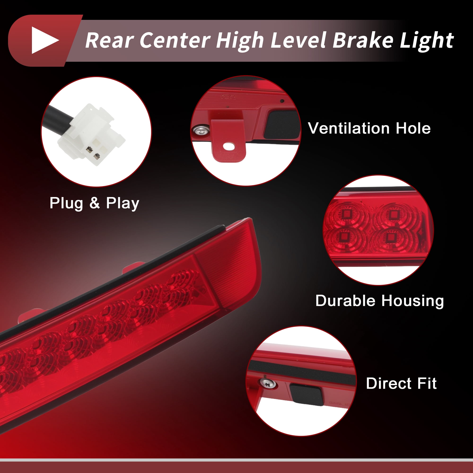Unique Bargains LED Third Brake Light Red ["for Hyundai Santa Fe 2013-2018 92700-A1000"]