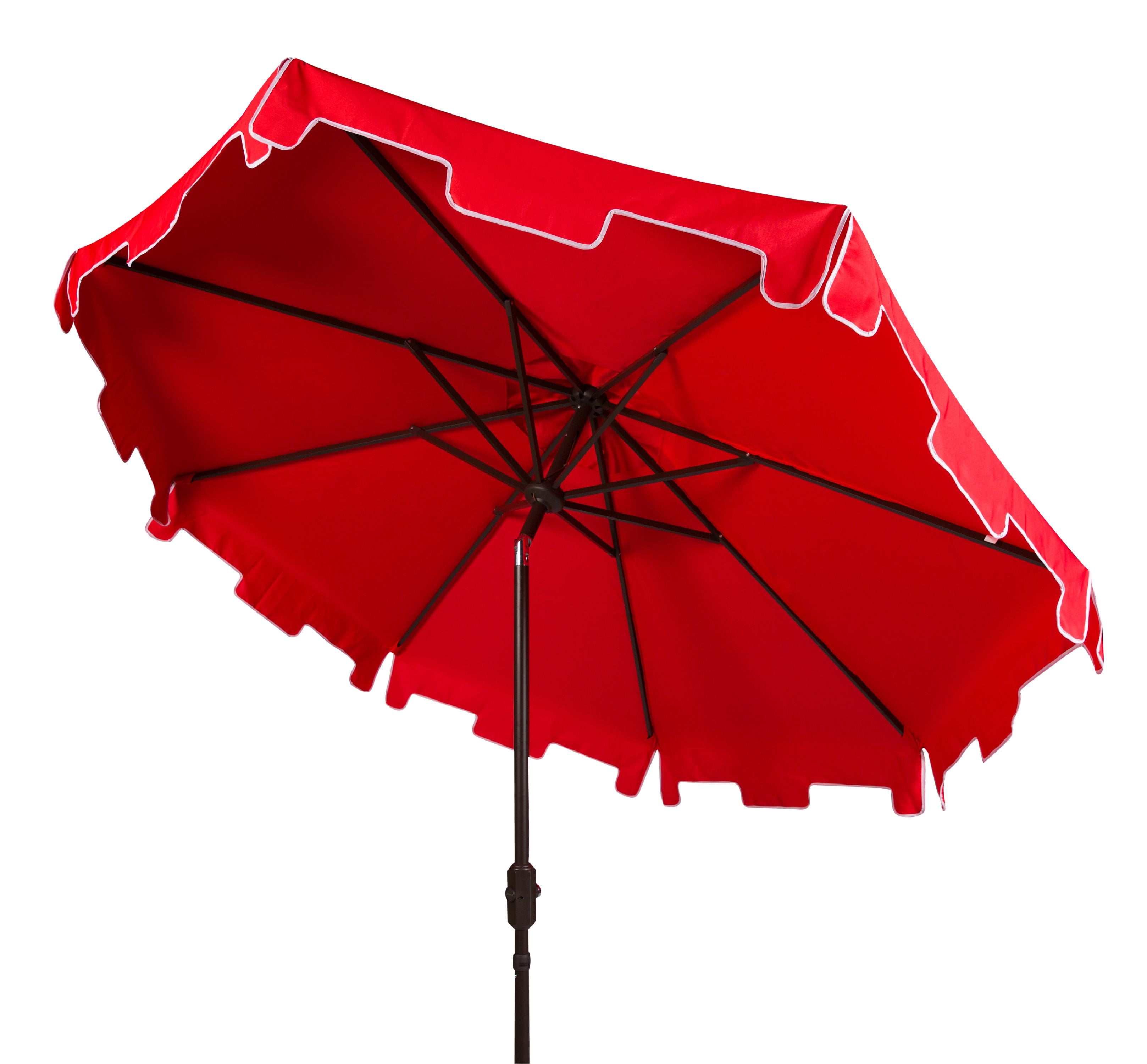 Safavieh Zimmerman 9' Market Crank UV Resistant Umbrella, Red/White