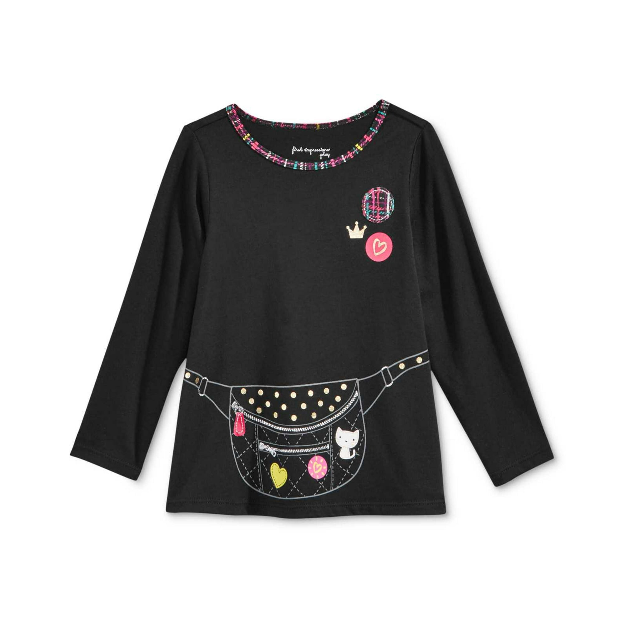 First Impressions Baby Girls Long Sleeve Graphic Print T Shirts Black 3 6 Months