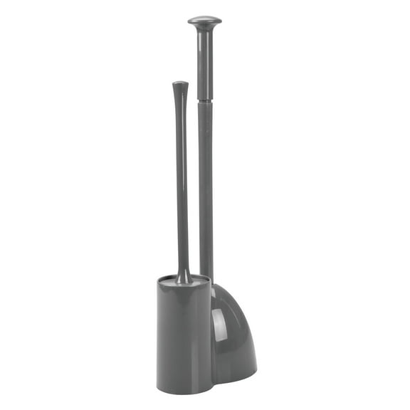 mDesign Hidden Plunger and Brush Set for Toilet Bowl - Charcoal Gray