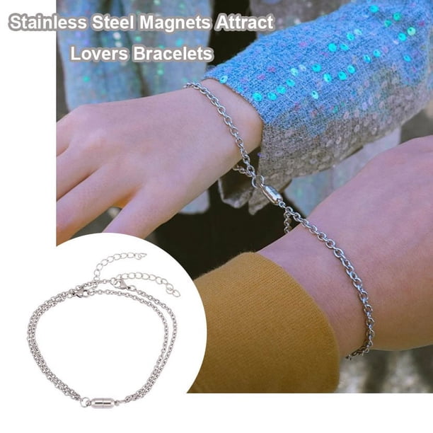 Pulseras para mujer, regalos para mujer, pulsera europea de acero inoxidable con imán que atrae a los amantes.