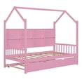 thumbnail image 5 of Harper & Bright Designs Twin Size House Bed with 2 Drawers and Storage Shelves Kids Montessori Bed Wood Playhouse Tent Bed Frame for Girls Boys, Pink, 5 of 11