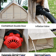 Inflatable Tents for Camping, 4-Season Oxford Blow up Tents with Storage Pocket and Hand Pump, Easy Setup Camping Tents with 12 Mesh Window for Adult 4-6 Person, Khaki