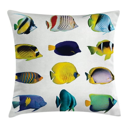 Ocean Animal Decor Throw Pillow Cushion Cover Tropical Fish