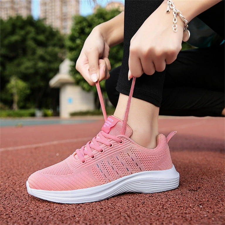 Quealent Winter Shoes For Women Women’s High Top Canvas Sneakers Canvas  Shoes Lace up White Black Sneakers Casual Walking Shoes,Pink 7.5