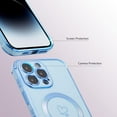 thumbnail image 3 of Magnetic Case for iPhone 14 Pro Max Case 6.7 inch [Compatible with MagSafe] Cute Plating Love Hearts Pattern Case with Camera Protection,Soft Shockproof TPU Bumper Cover for Women Girls,Blue, 3 of 13