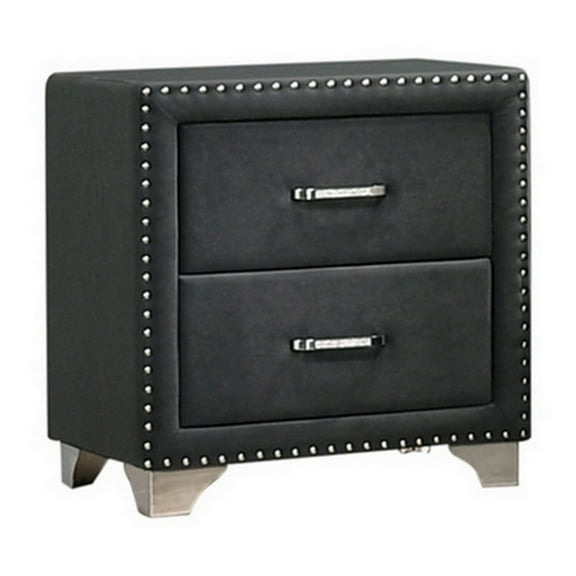 Benzara Cale 6-Drawer Upholstered Modern Wood & Velvet Nightstand in Dark Gray