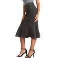 thumbnail image 4 of INSPIRE CHIC Casual Denim Skirt for Women's High Waisted A-Line Flared Midi Skirts XL Dark Grey, 4 of 6