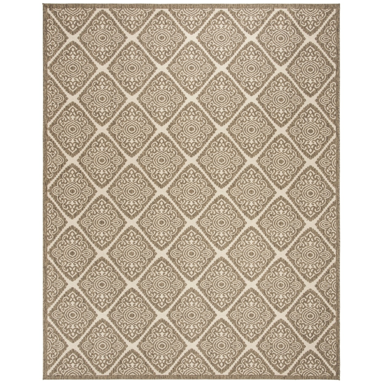 SAFAVIEH Beach House Frazier Geometric Indoor/Outdoor Runner Rug, Cream/Beige, 2'2" x 8'
