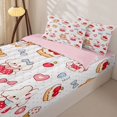 thumbnail image 2 of Manfei Sweet Bowknot Animal Zipper Queen Comforter Set with Fitted Sheet and 2 Pillowcases, Cherry Cake Pet Zipper Bedding Set, White Pink, Pink Reversible, 4pcs, 2 of 7
